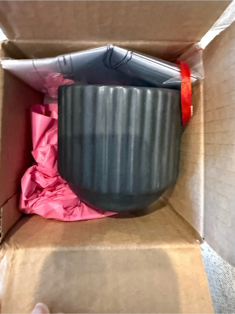 NWT West Elm Fluted Wall Planter Modern Ribbed Matte Black Ceramic Planter
